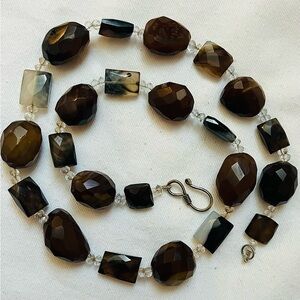 Large AAA Quality Natural Smoky Quartz Chunky Necklace 
20” Length